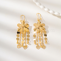 Винтажные латунные серьги-кольца с кисточками и цветком&nbsp;IP4629