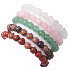 8 мм круглые и крестообразные браслеты из натуральных смешанных драгоценных камней с бусинами для женщин&nbsp;BJEW-JB10930