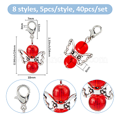 40 шт. 8 стиля подвесные украшения из стекла и сплава в виде ангела&nbsp;HJEW-FH00076