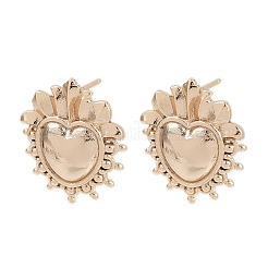 Латунные серьги-гвоздики в форме сердца&nbsp;EJEW-Z131-01KCG