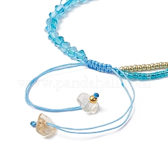 Граненый биконусный стеклянный с круглыми стеклянными бусинами плетеные браслеты из бисера&nbsp;BJEW-MZ00164-03