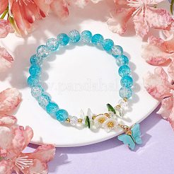 Эластичный браслет из стеклянных бусин&nbsp;BJEW-JB09811-01