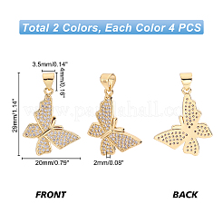 8шт 2 цвета латунные микропаве прозрачные кубические циркониевые подвески&nbsp;ZIRC-FH0001-28