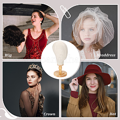 Держатель для шляпы с манекеном из льняной ткани с деревянной основой&nbsp;FIND-WH0152-232