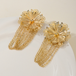 Серьги-гвоздики с подвеской в виде цветка из латуни и цепочки&nbsp;BB5682