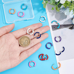 7 пара 7-х цветных массивных серег-колец из нержавеющей стали 304 с эмалью для женщин&nbsp;EJEW-DC0001-19