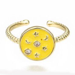 Латунные кольца из манжеты с прозрачным цирконием&nbsp;RJEW-N035-030-NF