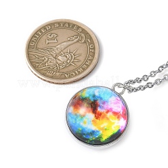 Ожерелья с подвесками в виде космоса из нержавеющей стали 304&nbsp;NJEW-JN05192-01