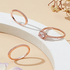 3 шт. латунные кольца с микропаве из кубического циркония для женщин&nbsp;RJEW-LP0001-22