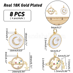 8шт 2 стиля латунные подвески с микропаве и кубическим цирконием&nbsp;ZIRC-AR0001-14