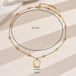 Женские винтажные ожерелья из нержавеющей стали с прямоугольным кулоном в виде цветка розы&nbsp;NY6515