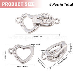 5 комплект латунных застежек с микропаве из прозрачного кубического циркония&nbsp;KK-CA0002-67P