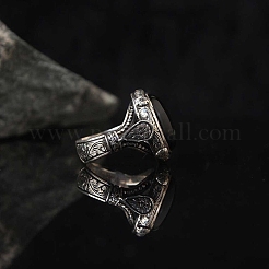 Овальные перстни из натурального окрашенного и нагретого черного агата&nbsp;PW-WG03CB0-01