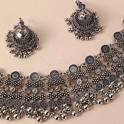 Комплекты из плоских круглых ожерелий с подвесками-кисточками и серег-гвоздиков&nbsp;FS-WG500FE-02