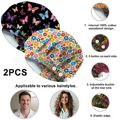 2 шт. 2 стиля хлопковые регулируемые набивные шапки с принтом рабочие кепки для женщин и мужчин&nbsp;AJEW-DR0002-52C