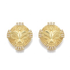 Латунные микропаве прозрачные подвески с фианитом&nbsp;KK-G431-16G