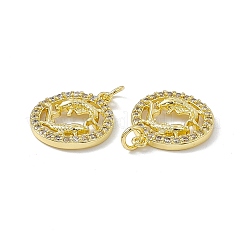 Настоящие позолоченные кулоны из латуни с микропаве&nbsp;KK-E068-VB409-12