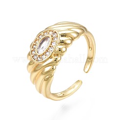 Овальное массивное кольцо-манжета с кубическим цирконием для женщин&nbsp;RJEW-N035-096C