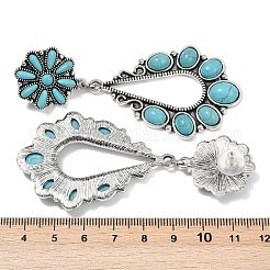 Серьги-гвоздики из сплава синтетической бирюзы&nbsp;LS-EJEW-U053-12AS