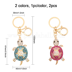 2 шт. 2 цвета симпатичный брелок-подвеска со стразами в виде черепахи&nbsp;KEYC-CA0001-48
