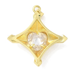 Настоящие 18-каратные позолоченные подвески из латуни с микропаве из кубического циркония&nbsp;KK-F854-14G-02