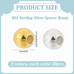 100 шт. 2-х цветные круглые 925 серебряные бусины-разделители&nbsp;STER-ME0001-18