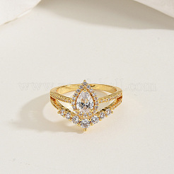 Латунные кольца с микропаве из кубического циркония&nbsp;IQ6889-3