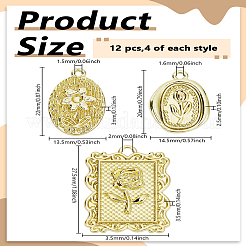 12шт 3 стиля подвески из сплава в стиле бароко&nbsp;FIND-LP0005-87A