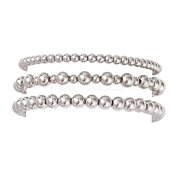 3шт 3 стиля латунные круглые бусины эластичные браслеты для женщин&nbsp;BJEW-JB12796