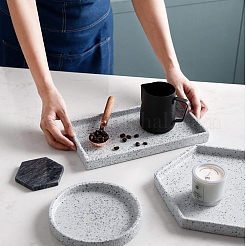 Прямоугольная фарфоровая плоская круглая тарелка для украшений&nbsp;DJEW-I015-02