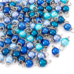 70 шт. 7-х цветные стеклянные перламутровые круглые подвески-соединители&nbsp;PALLOY-TA00265