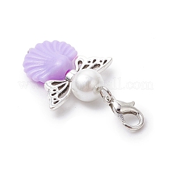 Подвесные украшения из стеклянного жемчуга и АБС-пластика в виде ангела&nbsp;HJEW-JM03022