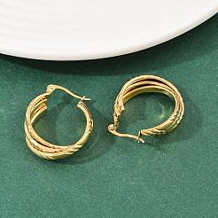 Серьги-гвоздики с тройным кольцом из нержавеющей стали 304&nbsp;EJEW-P324-09G