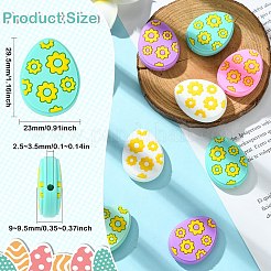 10шт 5-х цветное пасхальное яйцо с цветочными силиконовыми бусинами&nbsp;SIL-CJ0002-64