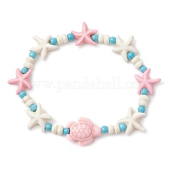 Синтетические бирюзовые бусы стрейч браслеты&nbsp;BJEW-JB12019-02