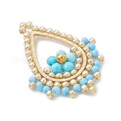 Подвески из натурального окрашенного магнезита и стеклянных бусин с огранкой и круглыми кристаллами&nbsp;PALLOY-MZ01097-04