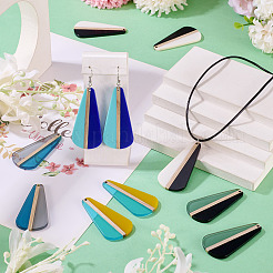 10 шт. подвески из прозрачной и непрозрачной смолы и дерева 5 цветов&nbsp;RESI-TA0004-66