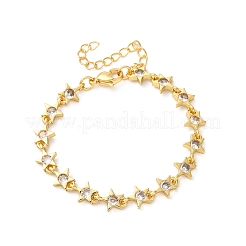 Латунные браслеты с микропаве из прозрачных кубических цирконий для женщин&nbsp;BJEW-D342-01G