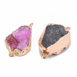 Позолоченные окрашенные соединители из натурального друзового агата с железными выводами&nbsp;G-R275-276