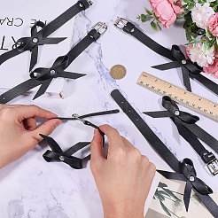 3 пара регулируемых браслетов на лодыжку из искусственной кожи с бантом&nbsp;AJEW-PH0007-82