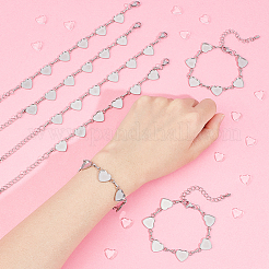 Браслеты из нержавеющей стали 304 с кабошоном в форме сердца&nbsp;BJEW-AB00011