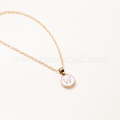 Сплав белый эмаль плоский круглый с инициалами подвески ожерелья&nbsp;WG9BB01-23