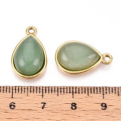 Подвески-капли из натурального зеленого авантюрина&nbsp;STAS-N109-210A-G