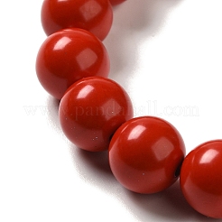Эластичные браслеты круглые из бисера киновари мала 10мм&nbsp;BJEW-B080-25A