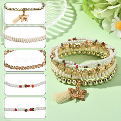 1 комплект стеклянных браслетов в стиле бохо-отпуск&nbsp;BJEW-SP0001-13