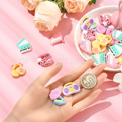 30 шт. 6 стиля непрозрачных кабошонов из смолы с музыкальной тематикой&nbsp;CRES-YW0002-48