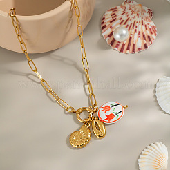 Овальные подвески в форме ракушки из европейской нержавеющей стали 304 для женщин&nbsp;WX6580