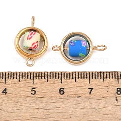 Пластиковая рамка ccb с бусинами-цветочками из полимерной глины&nbsp;KK-D103-03G