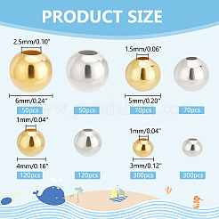 1080 шт. 8 стиля латунные гладкие круглые бусины&nbsp;FIND-PH0018-84