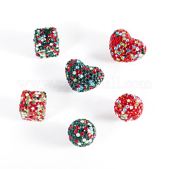 6 комплект из 6-х видов бусин со стразами из полимерной глины&nbsp;CLAY-TA0001-61